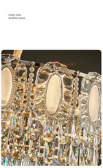 lampe suspendue dorée cristal transparent classique chaîne métallique