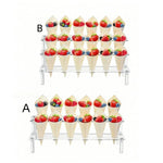 présentoir transparent multi niveaux cônes fruits macarons gâteau présentation festive mariage cocktail