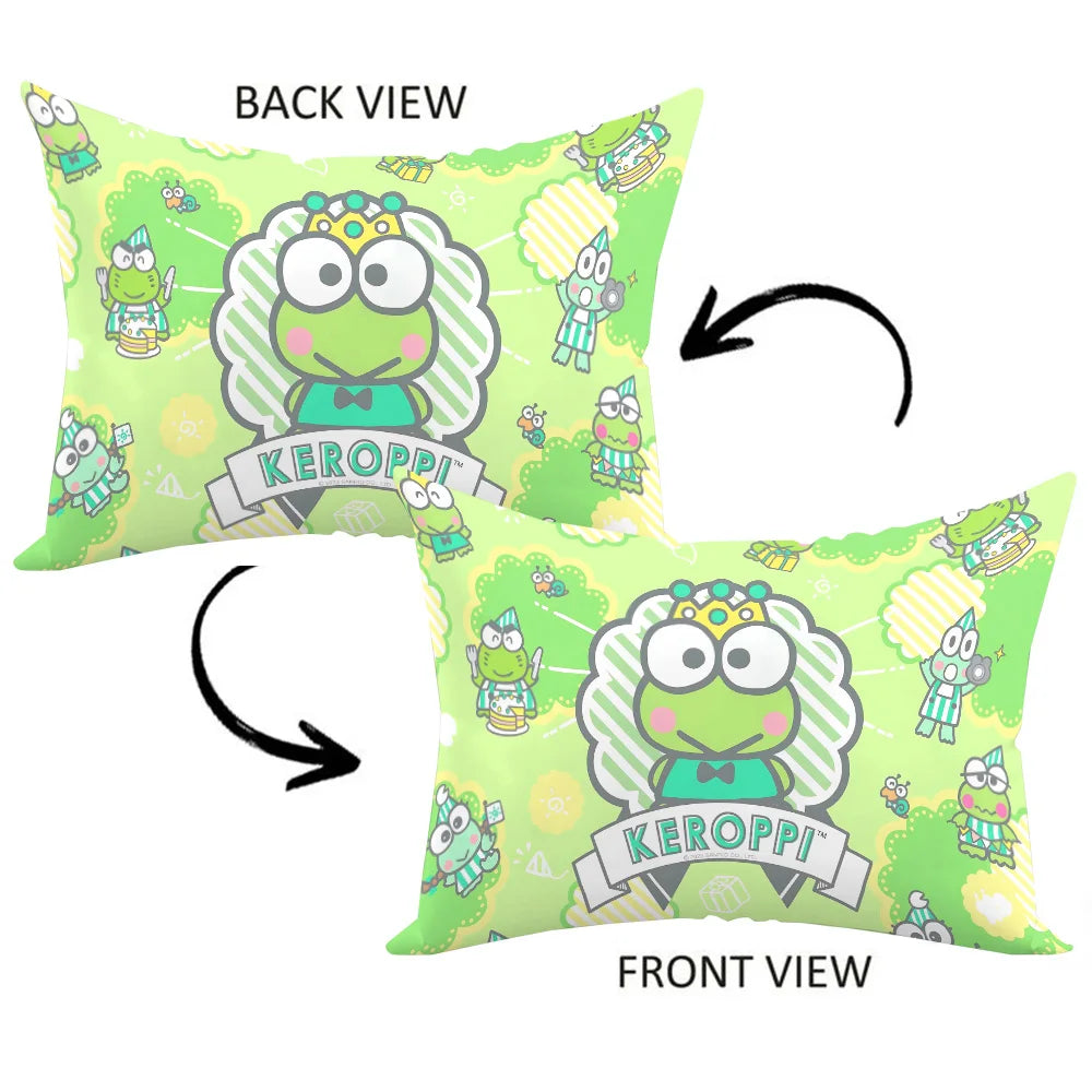 taies d'oreiller décoratives keroppi vert clair dessins animés floral 30x50cm 40x60cm 50x70cm coton polyester