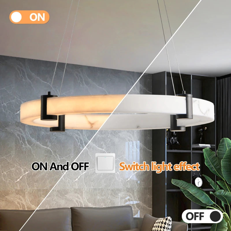 suspension lumineuse moderne marbre veiné blanc noir ajustable contemporain lumière led opaque