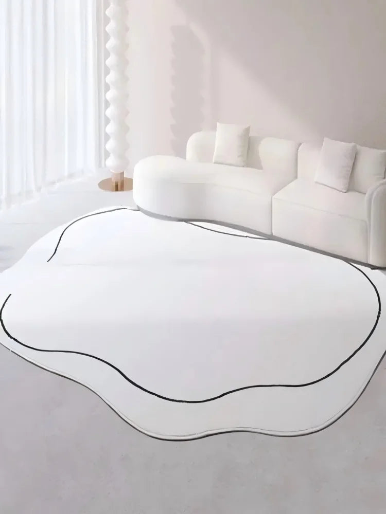 tapis blanc moderne rayé polyester doux antislip intérieur extérieur véranda chambre salon