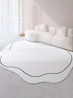 tapis blanc moderne rayé polyester doux antislip intérieur extérieur véranda chambre salon