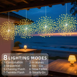 guirlande lumineuse solaire blanc doré feux d'artifice moderne clips extérieur modes éclairage festive jardin