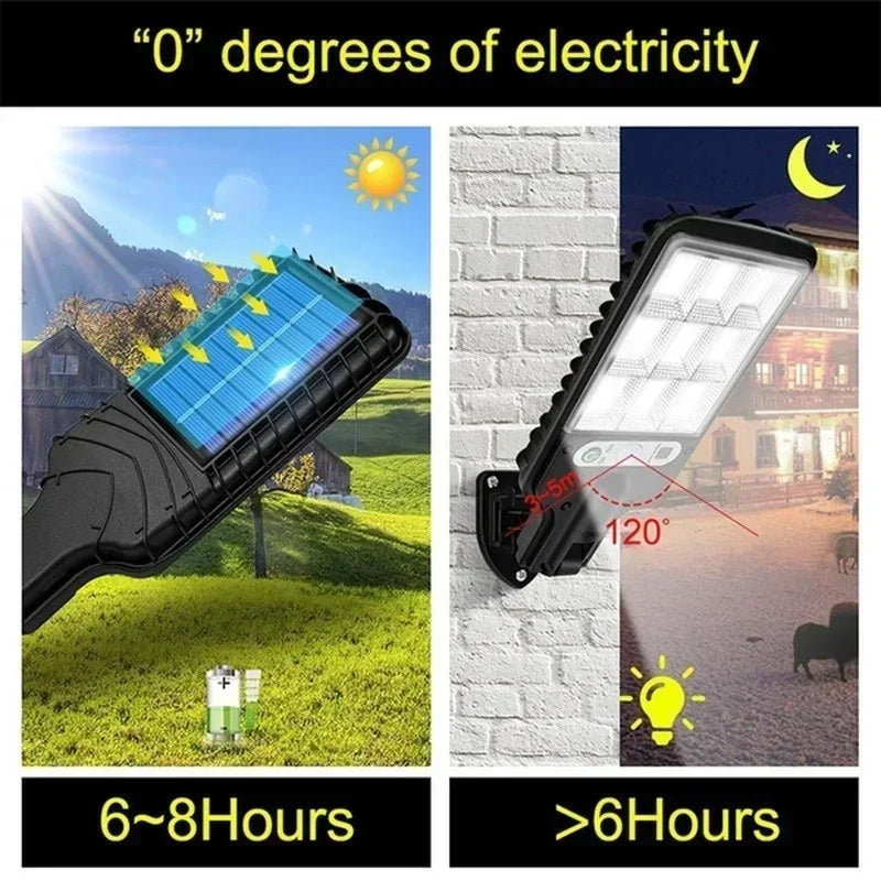 lampe rue solaire moderne noire led ip65 extérieure capteur mouvement fixée vis