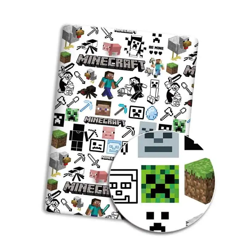 tapis souris minecraft personnages objets animaux bleu noir jaune pixel art