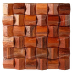 panneau décoratif bois cubes géométriques moderne marron clair foncé autocolant 3d