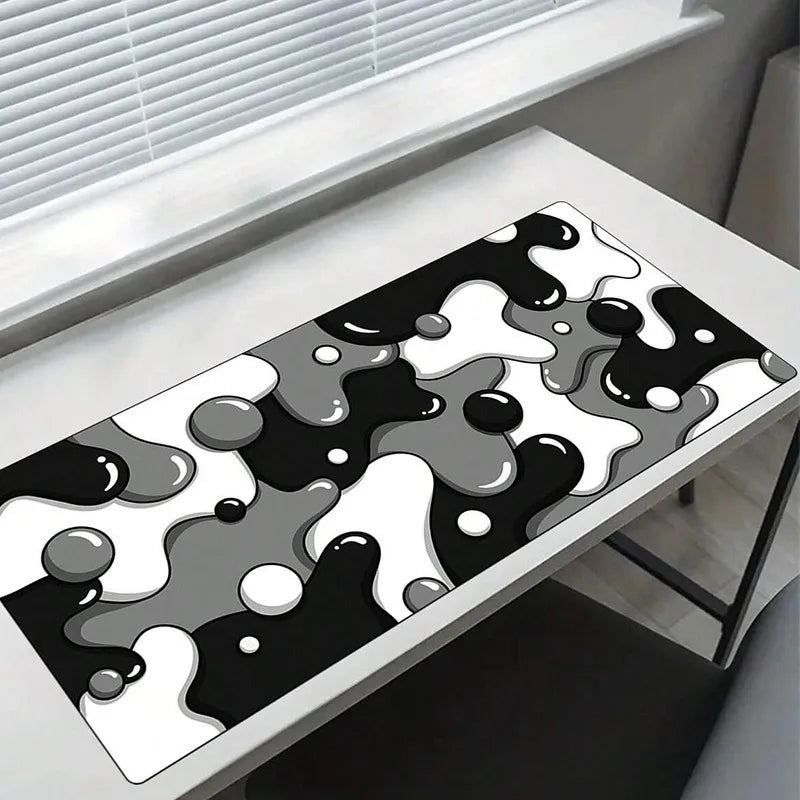tapis souris moderne antidérapant imperméable noir blanc abstrait adhésif graphique 20x25cm 30x60cm chambre