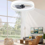 ventilateur led moderne noir blanc pales télécommande vitesses lumens 5000