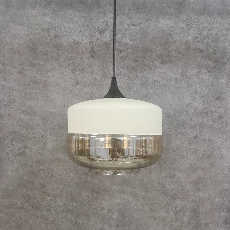 suspension lumineuse moderne pendentif verre noir transparent contemporain fixation câble luminaire salle manger chambre