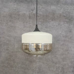 suspension lumineuse moderne pendentif verre noir transparent contemporain fixation câble luminaire salle manger chambre