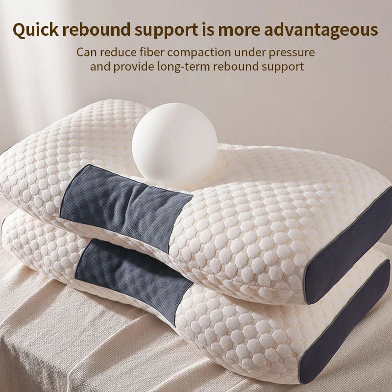 coussin cervical blanc gris texture géométrique ergonomique mémoire massage literie corps qualité