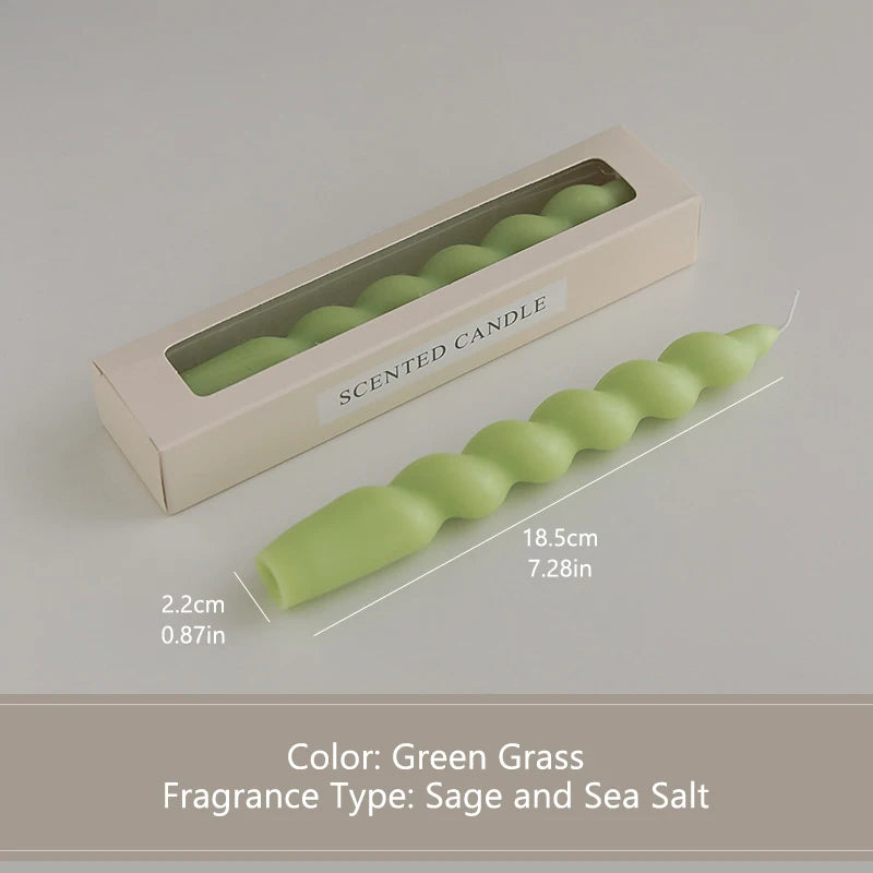 bougies parfumées vert pastel jaune rose blanches twistées moderne support nœud anniversaire décoration maison