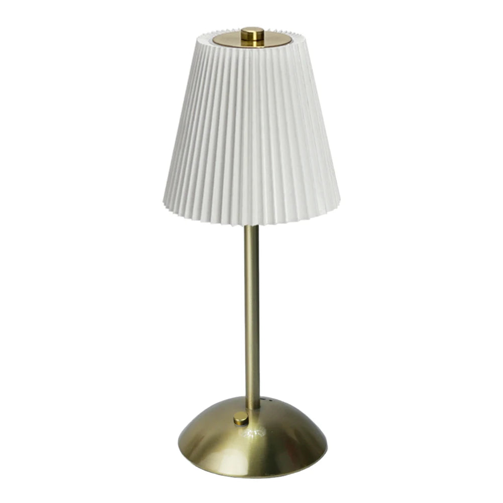 lampe chevet or plissée rechargeable usb moderne abat jour blanc rouge