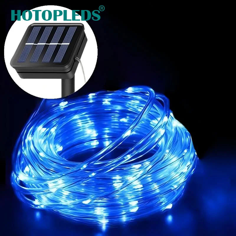 guirlande lumineuse led multicolore moderne filaments transparents piquet solaire 32m 22m 12m 7mextérieur nocturne