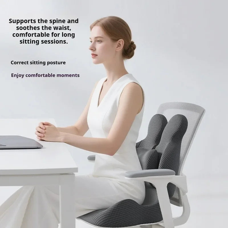 support lombaire ergonomique mousse mémoire forme polyester ceinture sécurité massage contemporain fonctionnel gris tissu