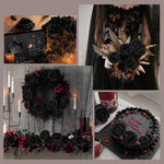 décoration intérieure roses artificielles soie noires rouges halloween mariage anniversaire élégantes vases bougies