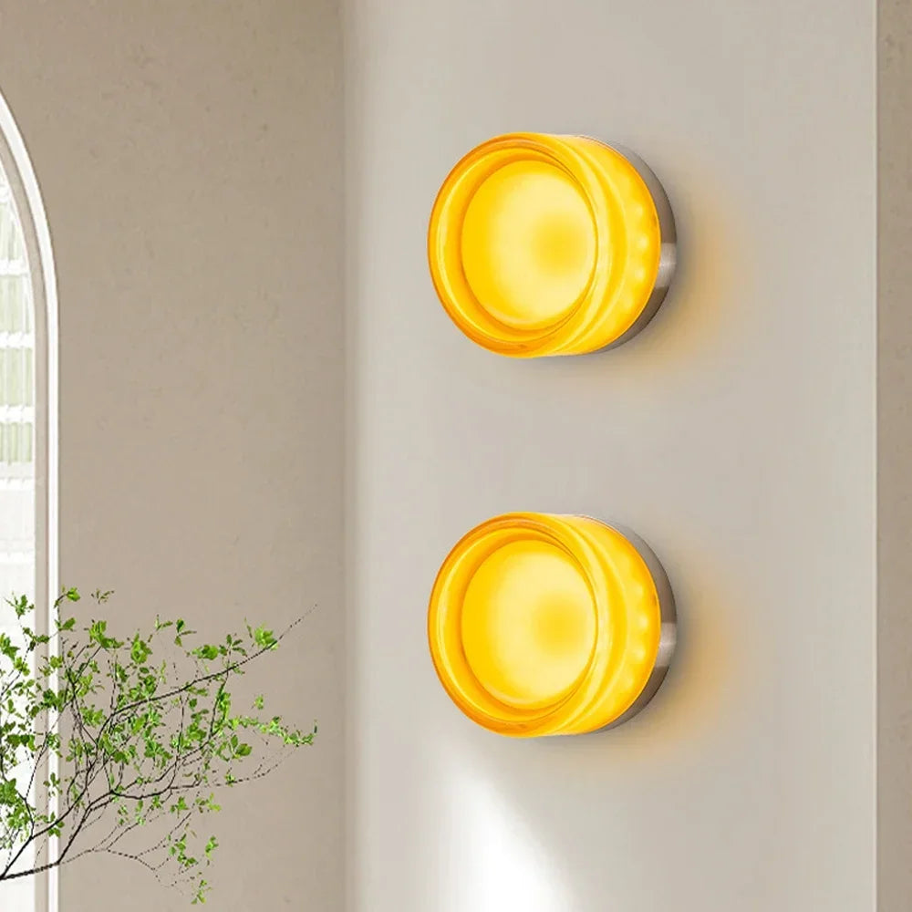 applique murale led moderne minimaliste transparent jaune gris fixée mur éclairage quotidien chambre salon