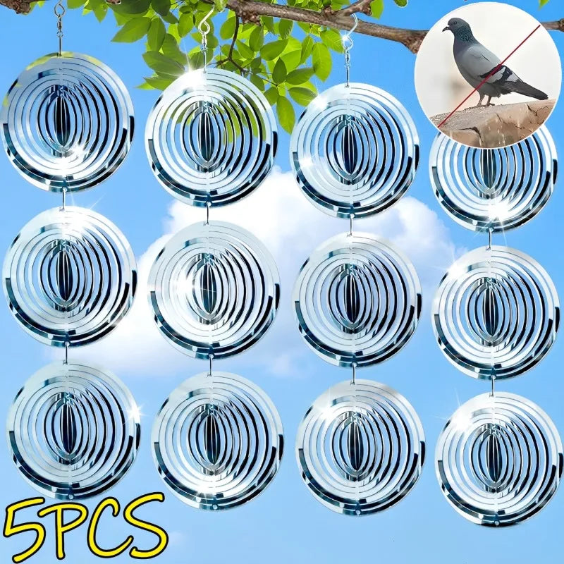 mobiles vent argentés spirales coeurs modernes decoration exterieur cloches rondes