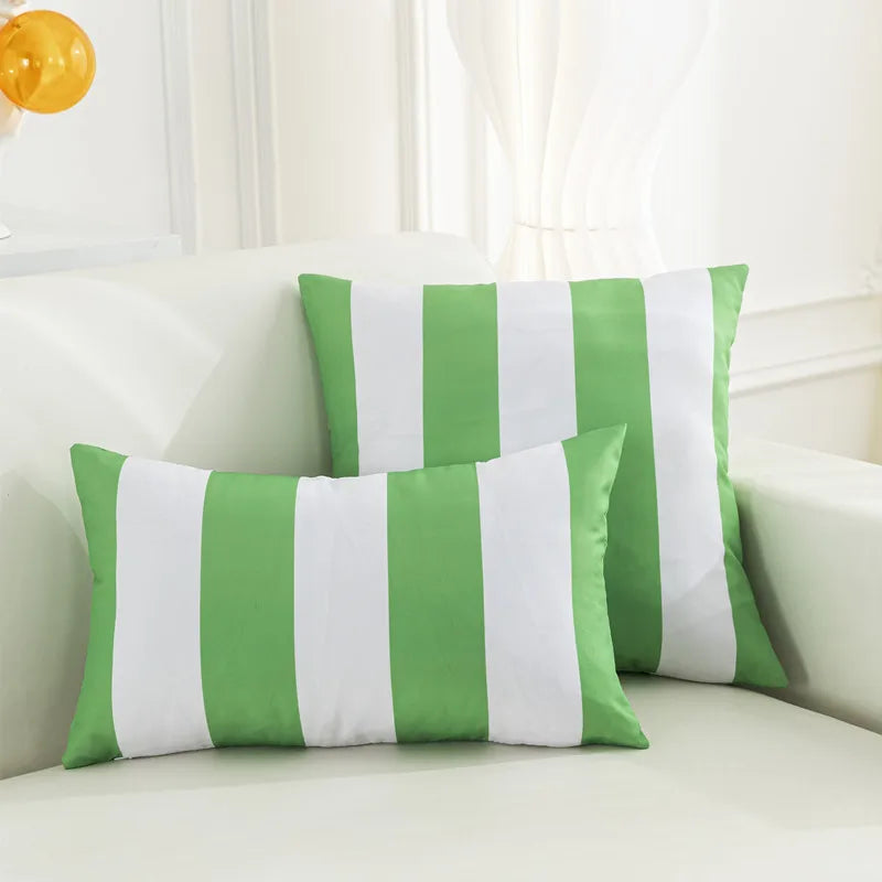 housse coussin extérieure imperméable polyester moderne motif rayé noir blanc 30x50cm 45x45cm