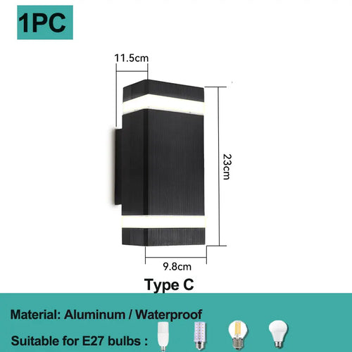 applique murale extérieure moderne noire double tête led étanche aluminium jardin salon intérieur
