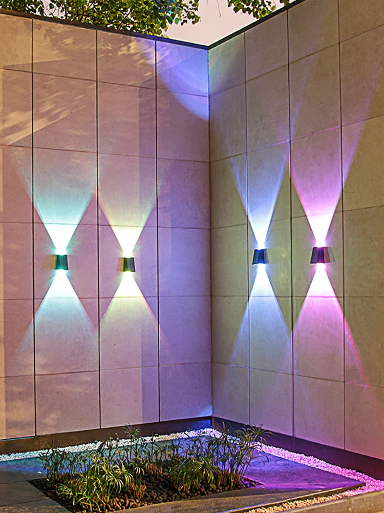 lumière solaire murale moderne multiple couleurs ambre bleu blanc fixée extérieure