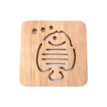 support vaisselle dessin animé poisson gravure bois clair naturel simple antidérapant maison