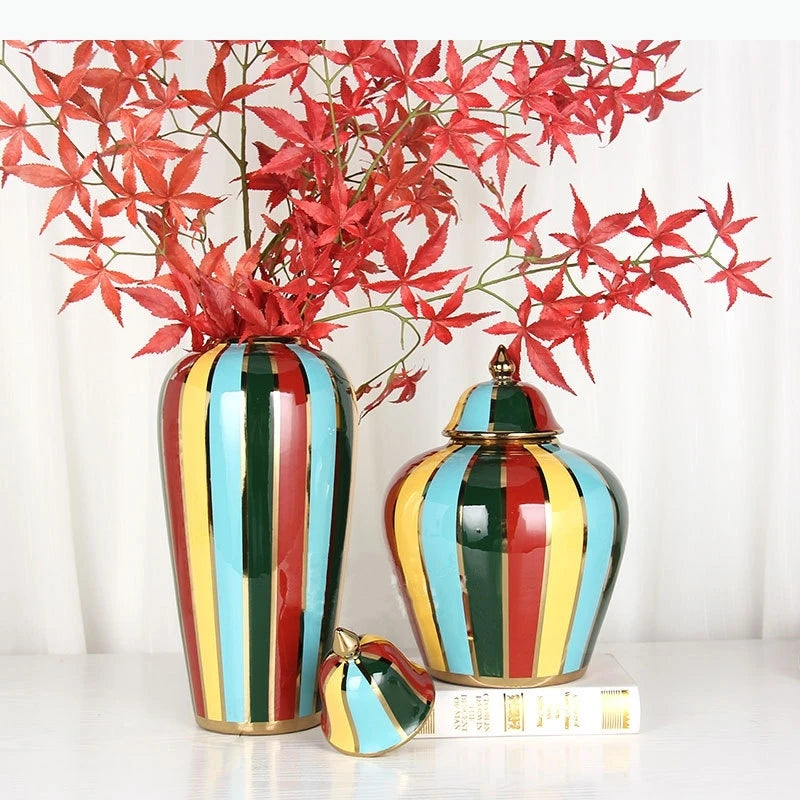 vases decoratifs couverts couleur brillants moderne decoration maison rouge vert bleu