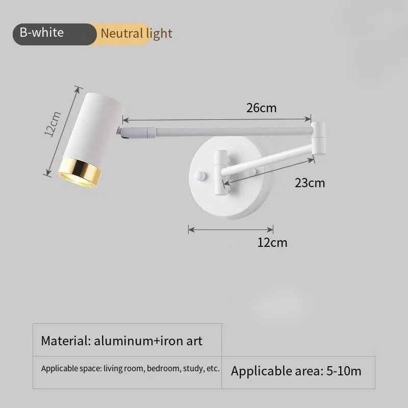 lampe murale articulée moderne noir blanc bois naturel minimaliste aluminium fer
