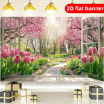 bannière décorative printemps tulipes cerisiers fleurs naturelle suspension mariage anniversaire