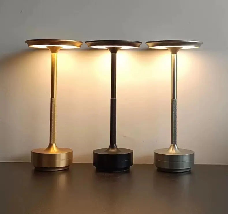 lampe table or noir led rechargeable tactile intensité variable moderne portable