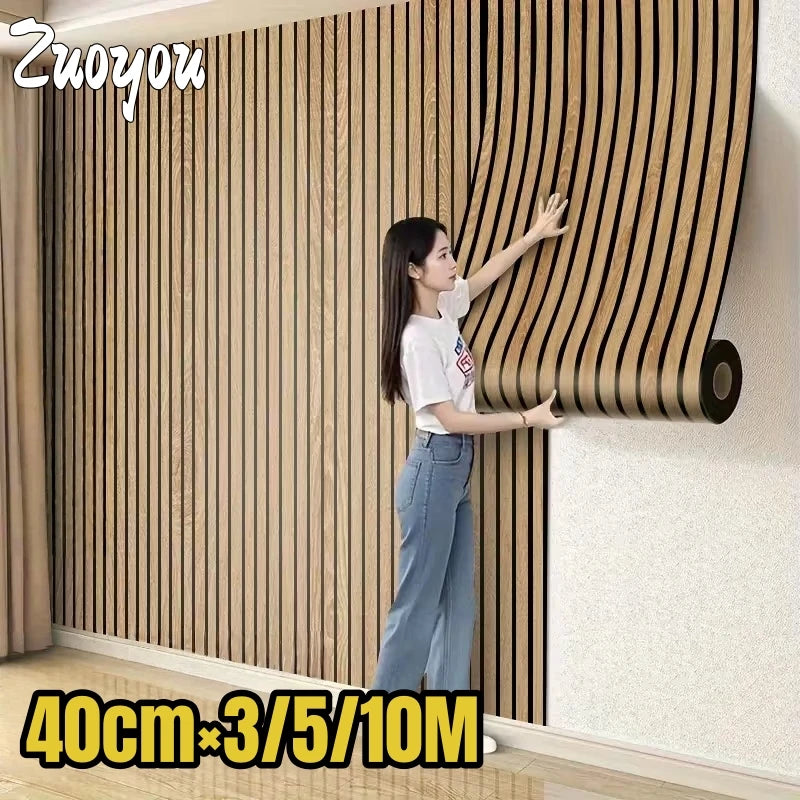 papier peint vinyle moderne grain bois beige noir autocollant résistant l'eau 40cm 10m chambre