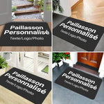 tapis antidérapant absorbant rapide sec bain moderne personnalisable porte noir texte blanc résistant