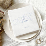 serviettes papier blancs monogrammes personnalisables classiques cocktail mariage initiales datespaqueantes
