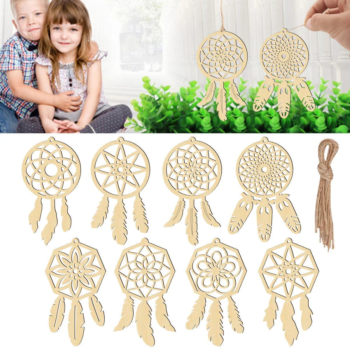 attrape rêves ethnique motifs géométriques or multicolore plumes cordelettes boho chicintérieur décoration artisanale