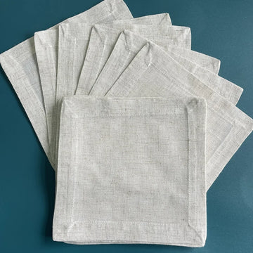 serviettes coton brodées blanc beige franges élégantes dîner maison restaurantpaque 12 pièces