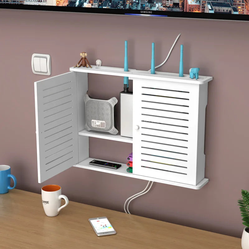 meuble rangement mural blanc moderne lignes verticales porte organisation blanc respectueux environnement