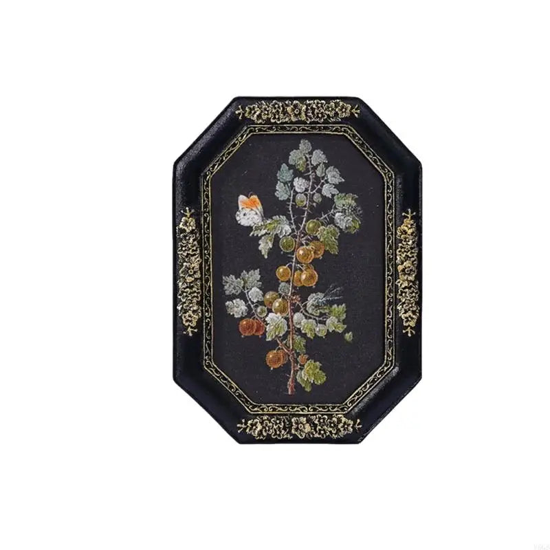 cadre photo rétro décoration murale floral papillon noir vert vintage bohème branches feuilles papillon