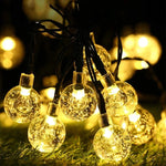 guirlande lumineuse solaire led globes cristal lumière chaude extérieure jardin patio festif