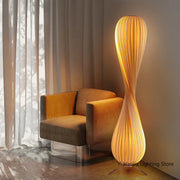 Lampe sur pied en bois style japonais pour chambre cocooning, lampe d'appoint LED créative salon