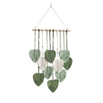 décoration murale boho feuilles macramé vert rose blanc coton polyester 40x90cm crochet
