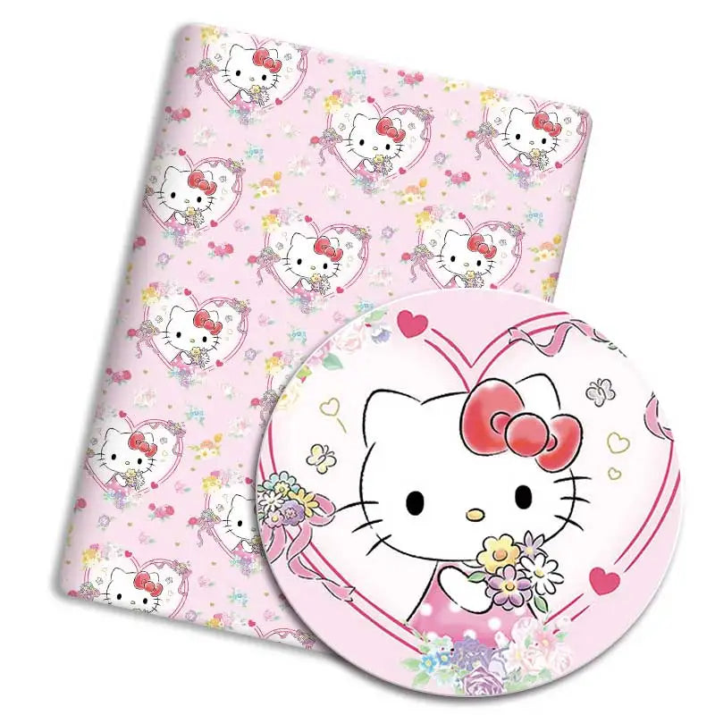 autocollants hello kitty fleurs coeurs étoiles enfants coton sanrio rose blanc motifs dessin animé