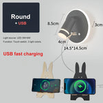 Lampes murales LED modernes prise USB éclairage ambiant noir blanc doré