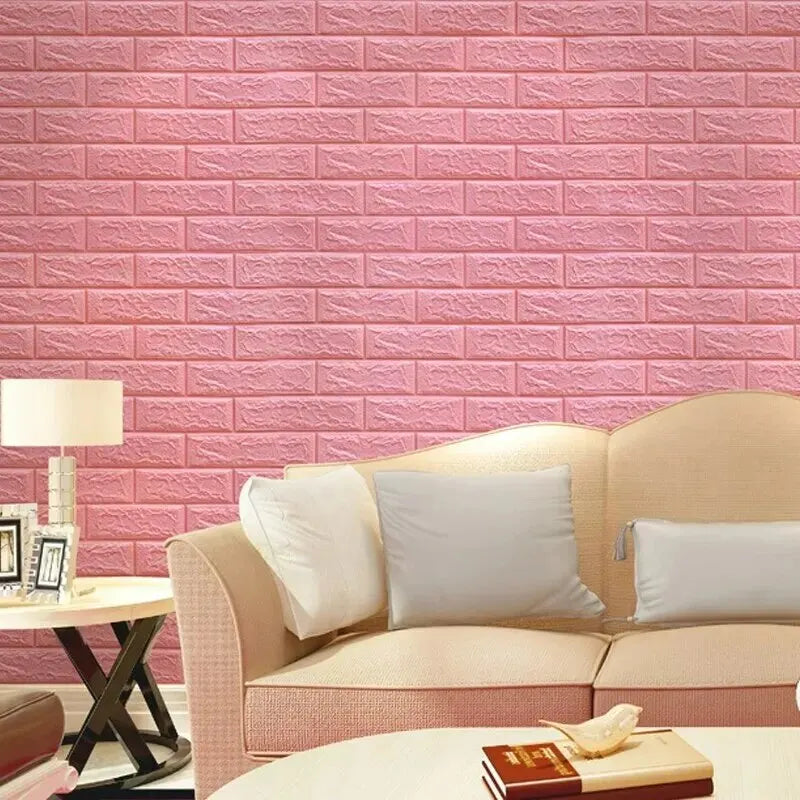 sticker mural brique blanc rose rouge adhésif moderne 10 pièces 35cm 38.5cm