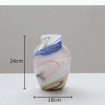 vase moderne opaques marbré blanc bleu gris rose vert jaune fleurs artificielles tableDecoration