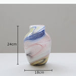 vase moderne opaques marbré blanc bleu gris rose vert jaune fleurs artificielles tableDecoration