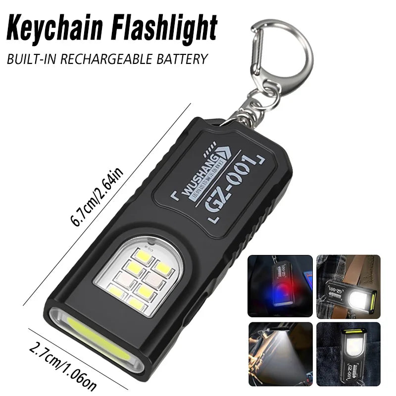 lampe torche multifonction rechargeable led noire intense modifiable modernisée porte clés aimant usbc