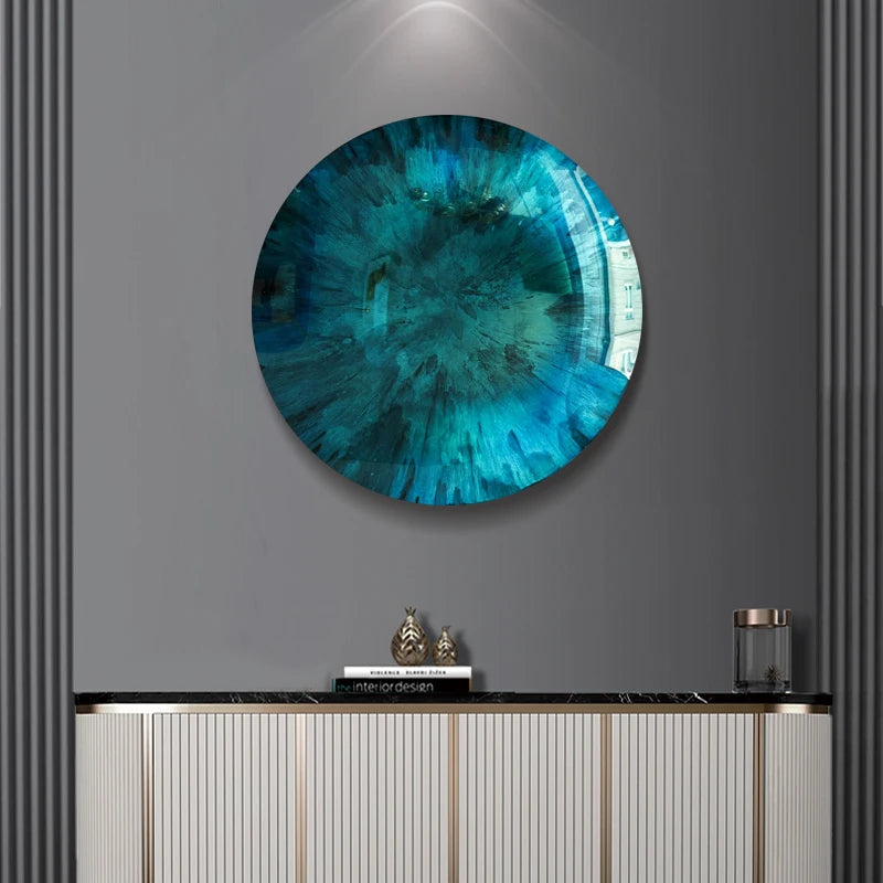 décoration murale moderne suspension métal bleu turquoise abstraite 40cm 50cm 60cm contemporaine radial semi
