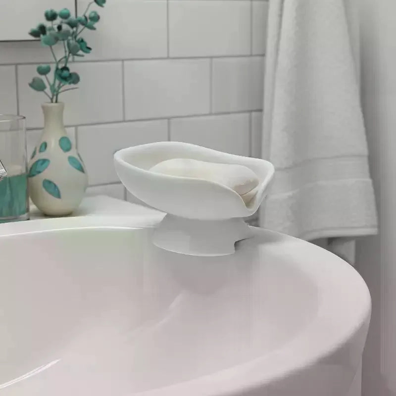 support savon blanc moderne plastique adhésif drainage salle bain cuisine