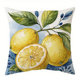 taies d'oreiller décoratives imprimées citrons feuilles bleu moderne maison lit