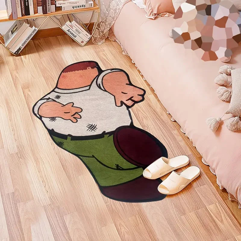 tapis dessin animé antidérapant moderne vert marron beige blanc chambre salon